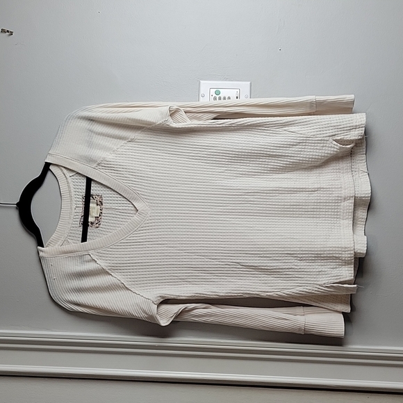 Maeve By Anthropologie Pearson Long Sleeve Ivory Waffle Knit Thermal Siz… - Picture 3 of 13